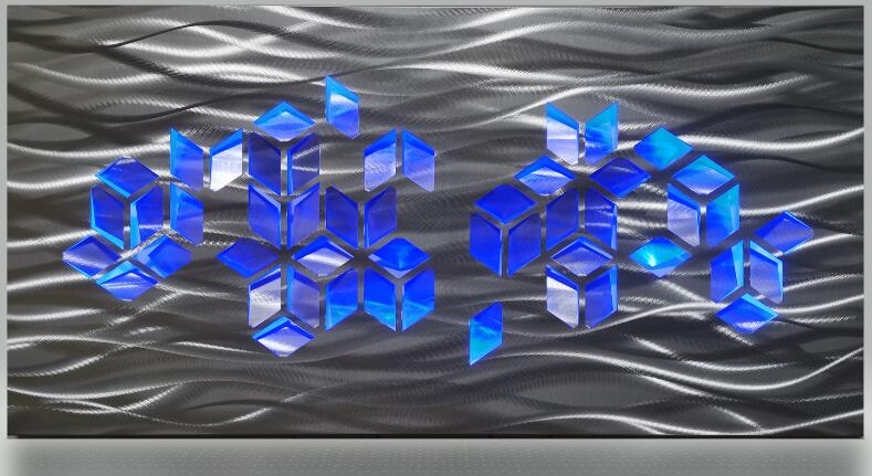 Tablouri murale abstracte METAL forma 3d - lumina cu led