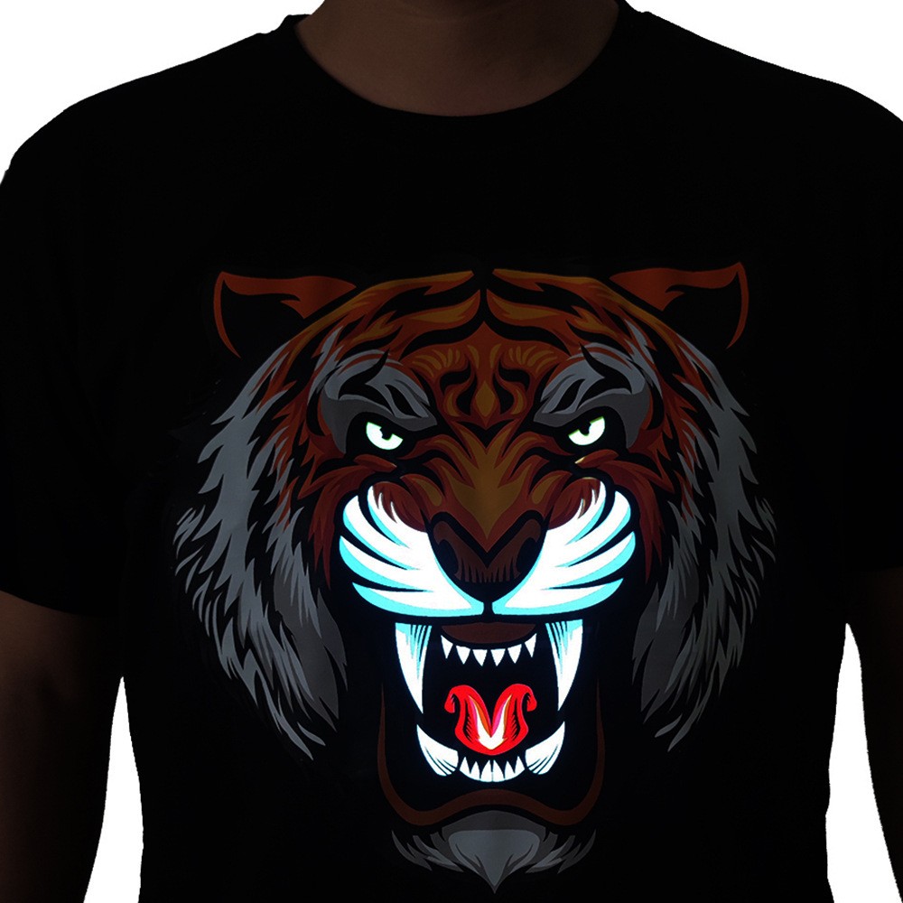 tricou tigru led iluminare intermitent tricou