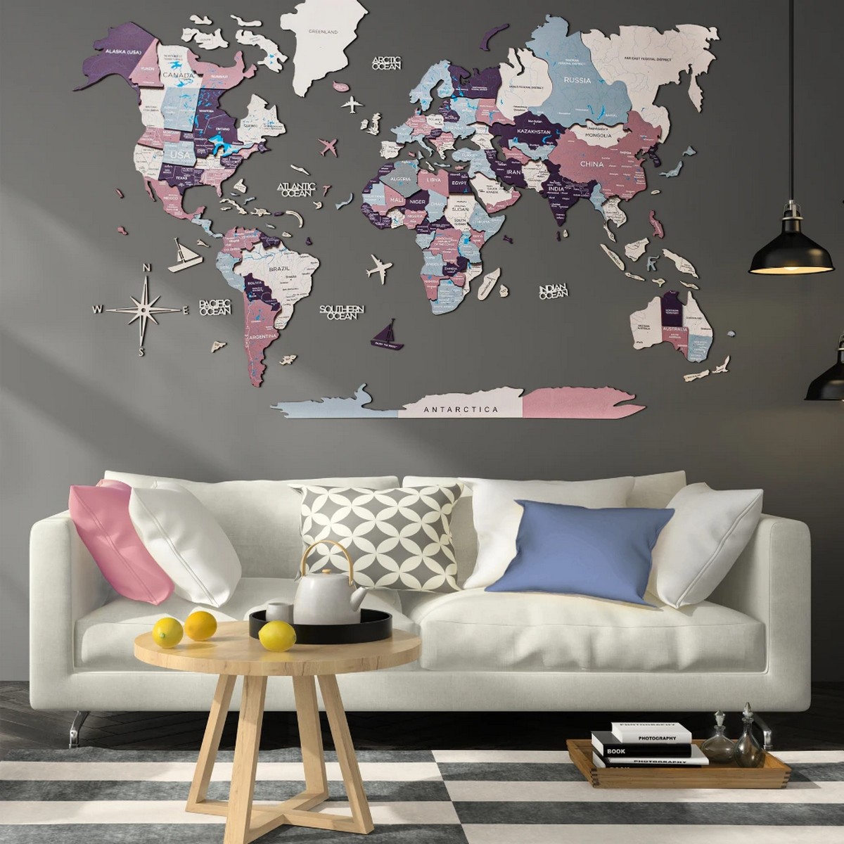 decorare perete harta lumii