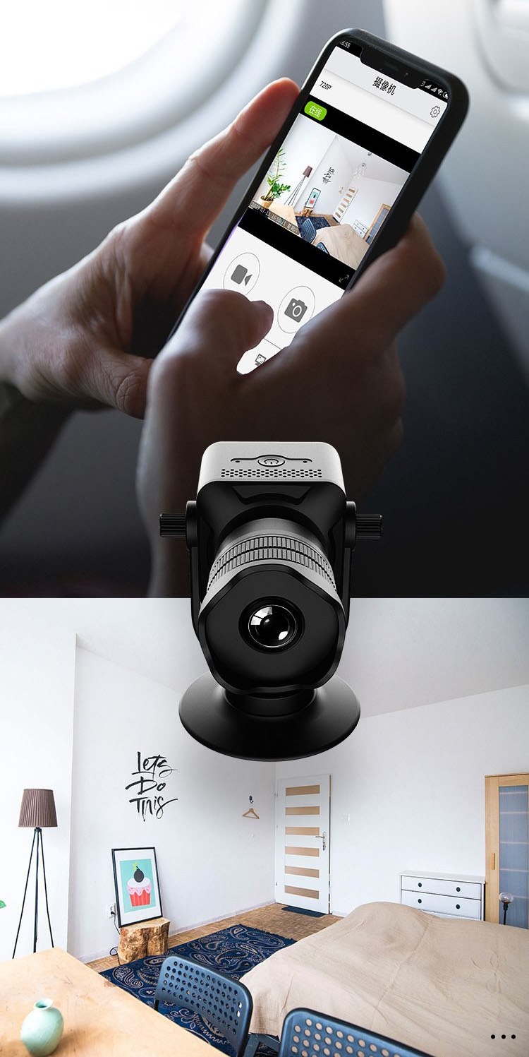 flux live prin aplicație în mini-camera de spion mobil