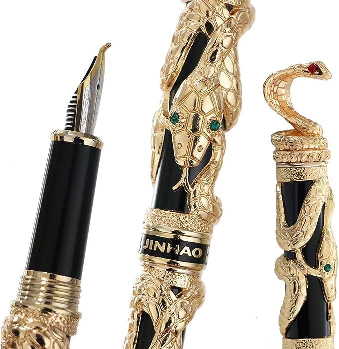 stilou auriu decorat cu un stilou cu cerneală cobra șarpe