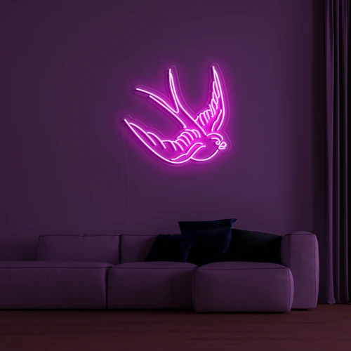 Logo 3D LED neon pe perete - porumbel