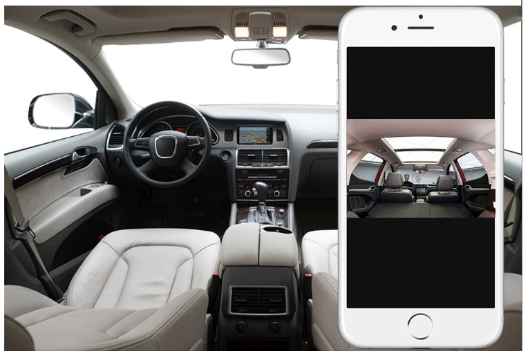 Vizualizare live a camerei auto profio x7 pe aplicația pentru smartphone - camera de bord