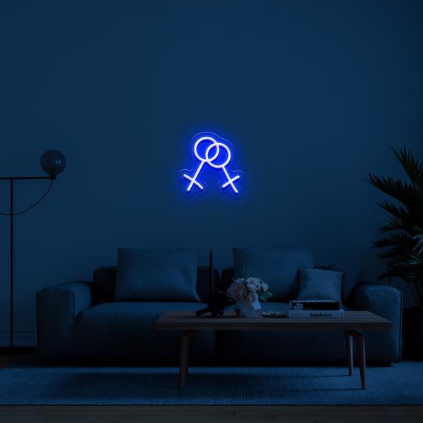 Semn LED cu lumină neon 3D - femeie și femeie
