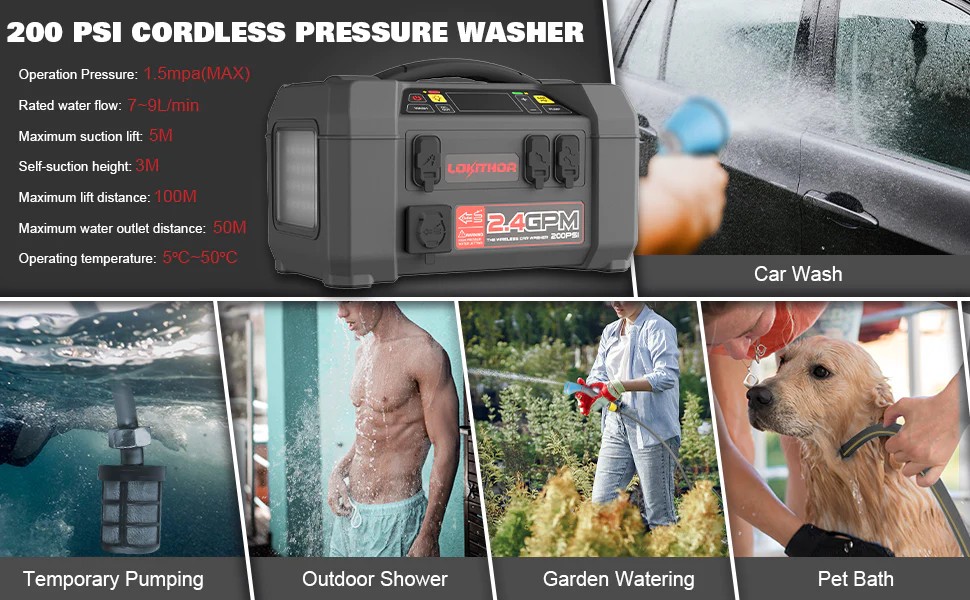 pornitor de sarcină + baterie mașină de spălat cu presiune fără fir pentru mașini
