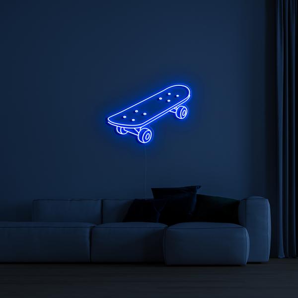 Semnă cu neon LED strălucitoare 3D pe perete - skateboard