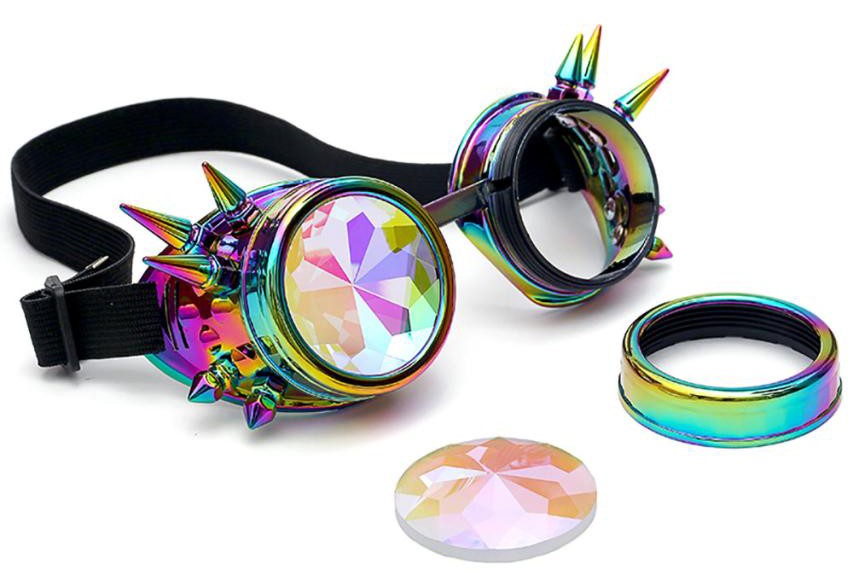 ochelari steampunk holografici cu led strălucitori