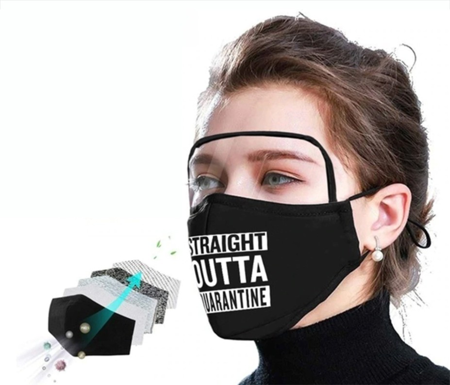 mască neagră cu scut - unisex pentru femei și bărbați