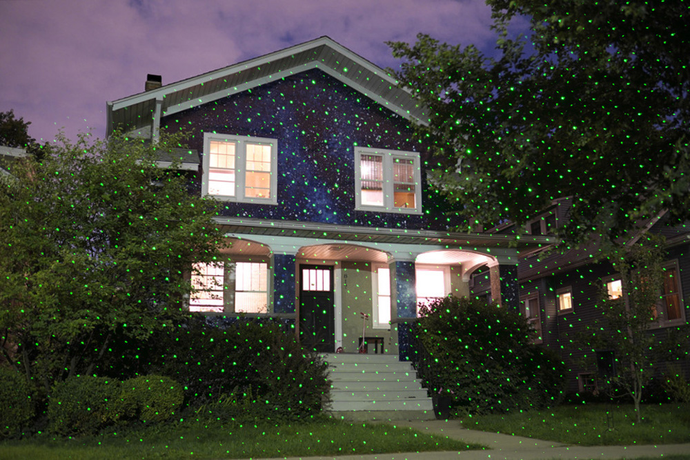 Proiector laser decorativ LED colorat fatada casei verde rosu