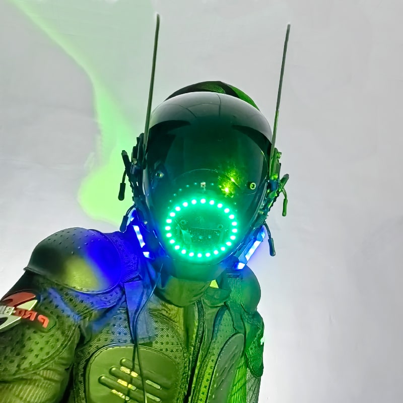 Casca cu masca luminoasa cu LED Cyberpunk