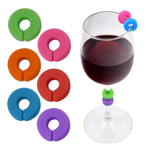 inele pentru pahare de vin, etichete colorate