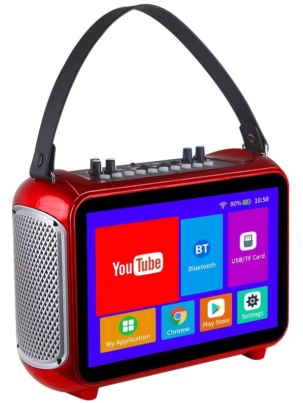 set mini portabil karaoke cu display si microfon
