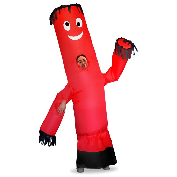Costum de barbat gonflabil rosu cu ventilator