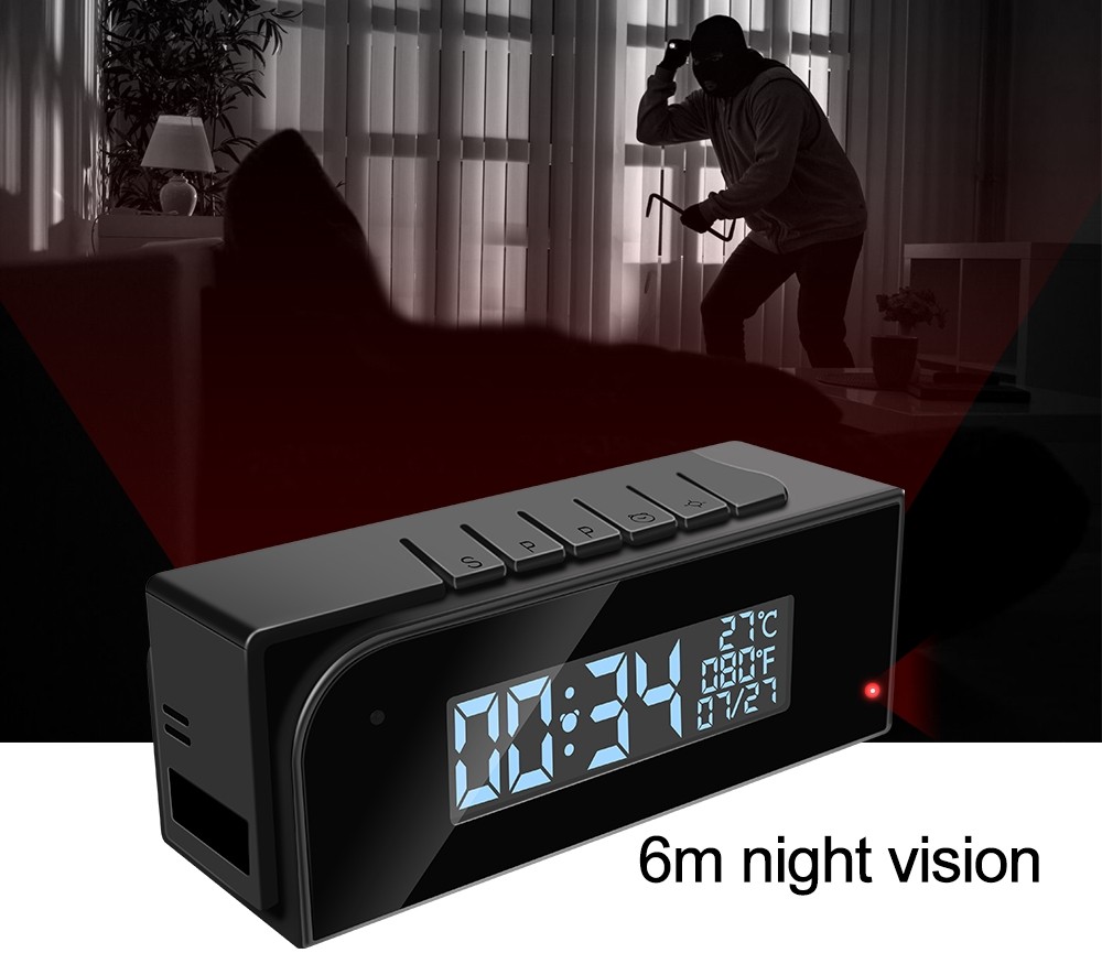 cameră spion cu ceas cu alarmă pentru vizionare nocturnă