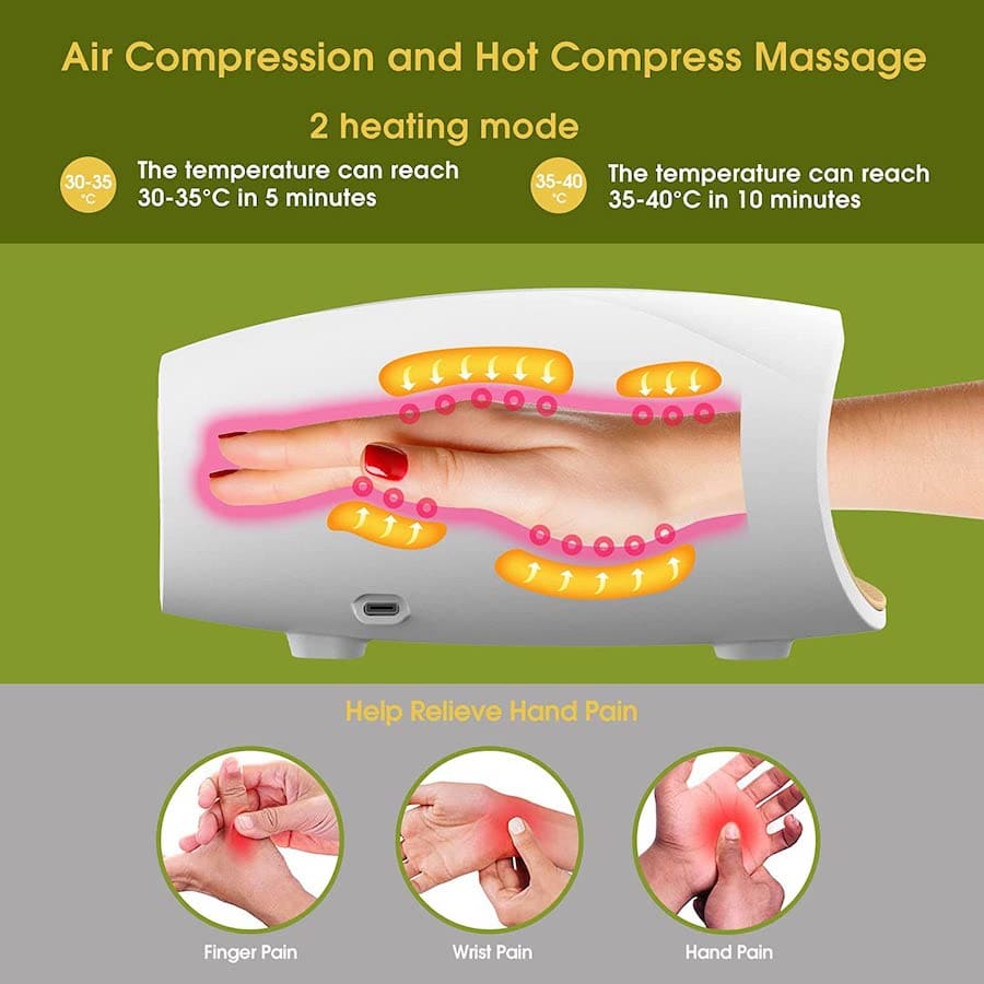 dispozitiv de masaj al mâinilor, procedură de masaj