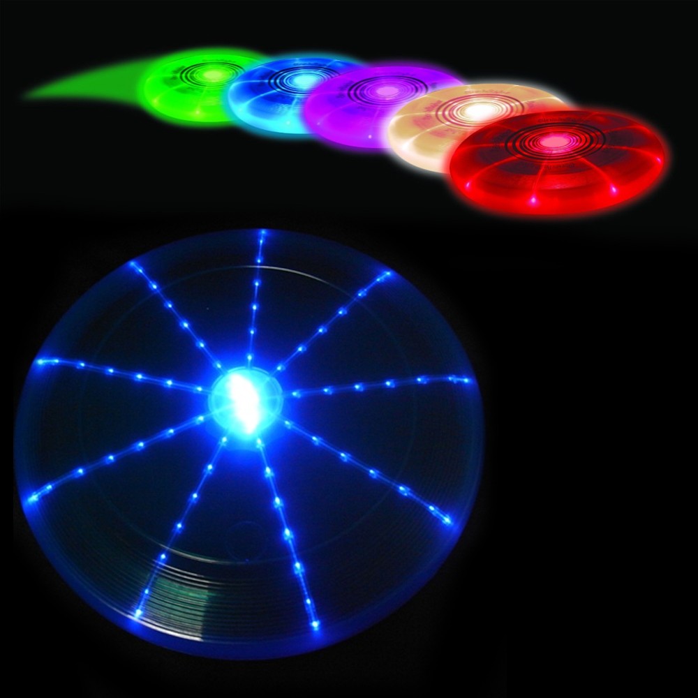 disc de frisbee strălucitor zburând