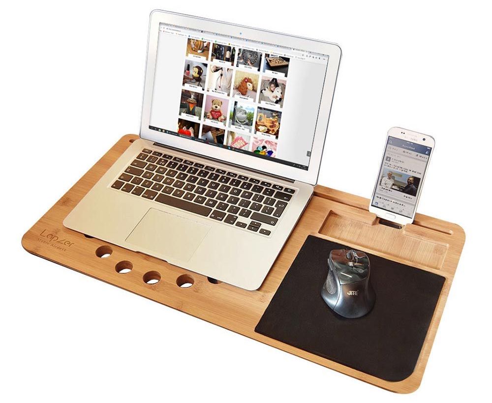 Pad pentru laptop in pat din lemn + suport telefon mobil