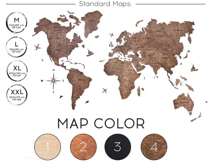 Imagine de perete a unei hărți din lemn ușor din lume