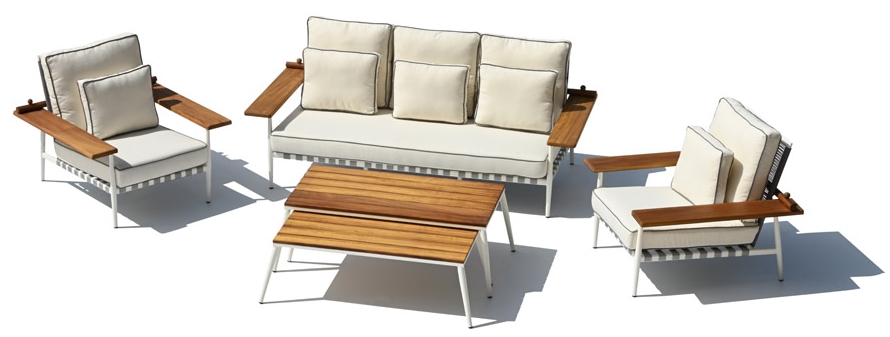 Scaune de grădină în aer liber design exclusiv cu lemn de aluminiu și o masă mare