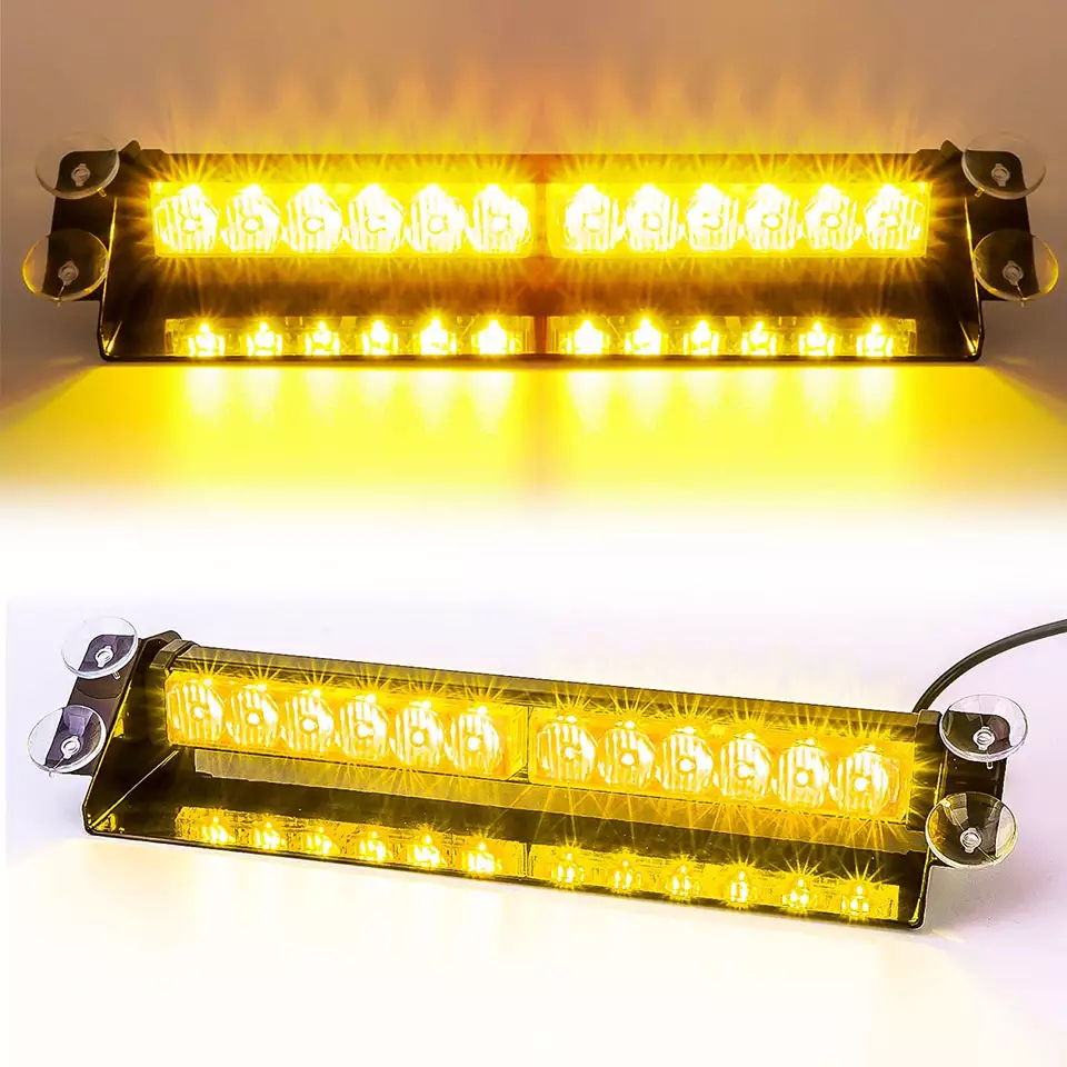 Lumini LED de avertizare stroboscopice pentru masina 24 LED-uri culoare alb galben