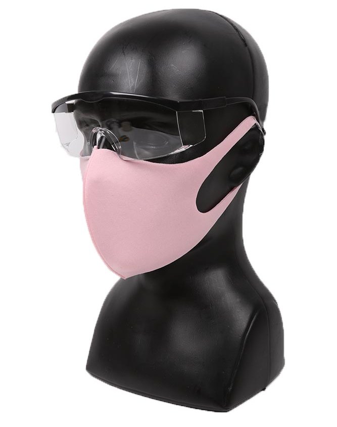 mască de față elastică roz cu ochelari