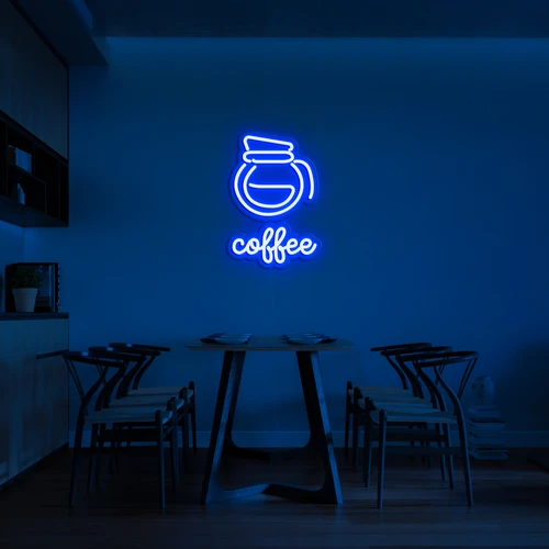 Logo LED 3D neon pe perete CAFEA