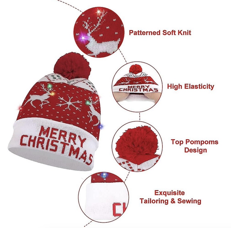 șapcă pentru iarnă - șapca cu LED de iarnă cu un pompon strălucește colorat