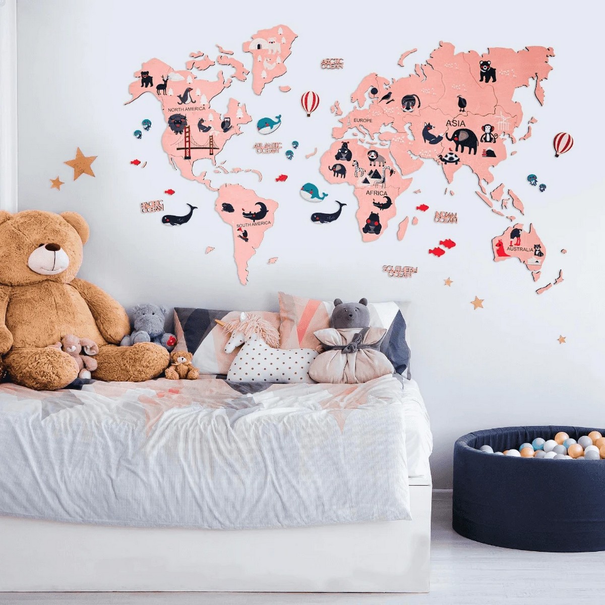 harta lumii pentru copii - roz
