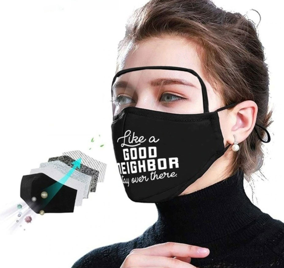 mască de protecție neagră cu scut