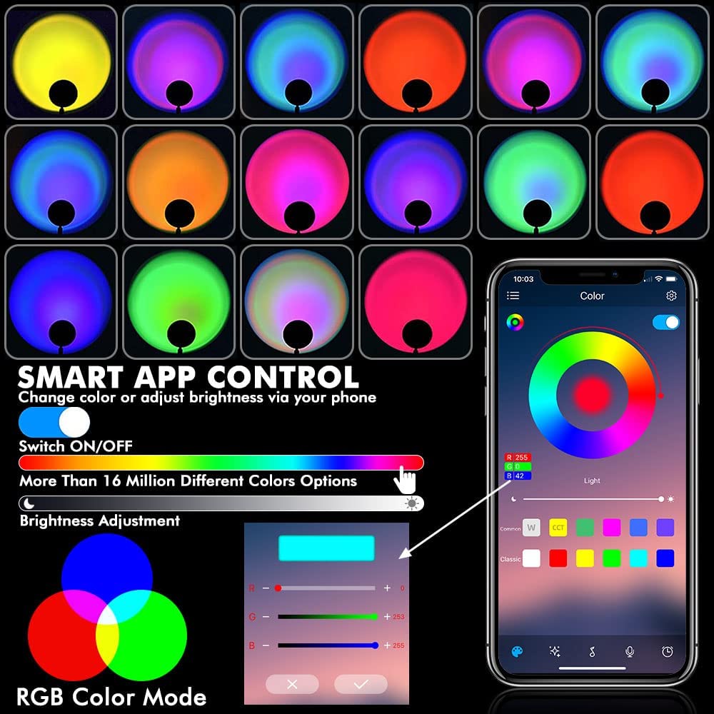Lampă wifi pentru smartphone, aplicație mobilă controlată RGB colorat