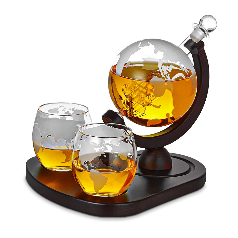 decantoare globe whisky - set de pahare pentru whisky
